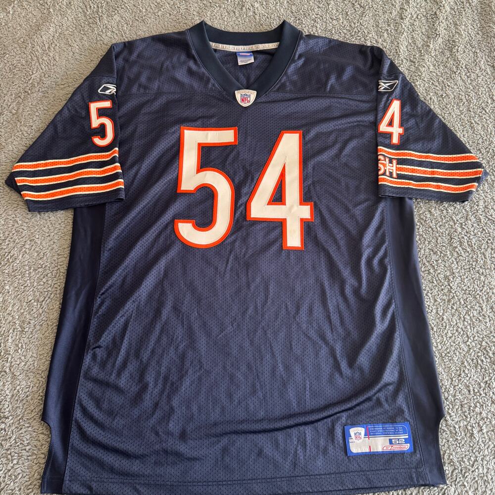 100% Authentic Brian Urlacher NFL Chicago Bears Reebok Home White Jersey Size 52